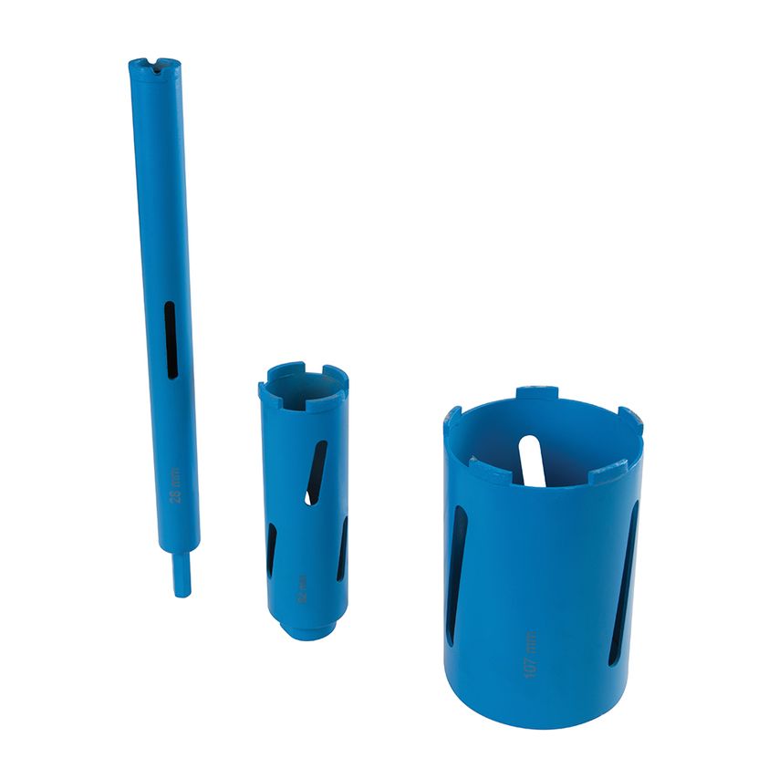 Diamond Core Drill Kit 3-Core 7 Piece 28, 52 & 107mm