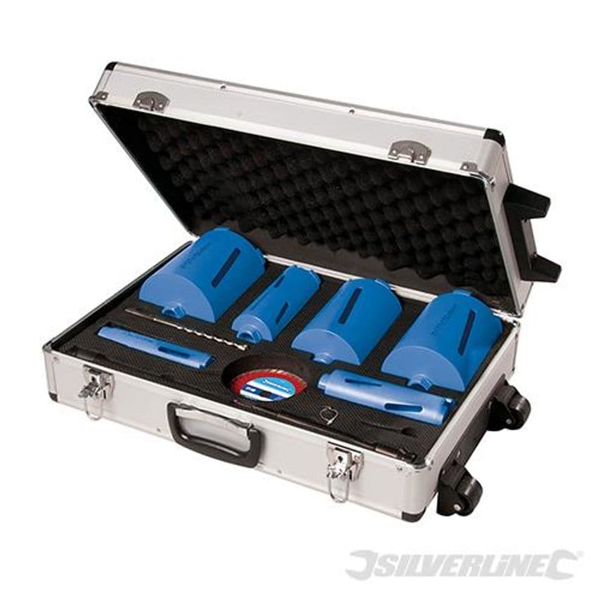 Diamond Core Drill Kit 6-Core 12 Piece 38, 52, 65, 107, 117 & 127mm Dia