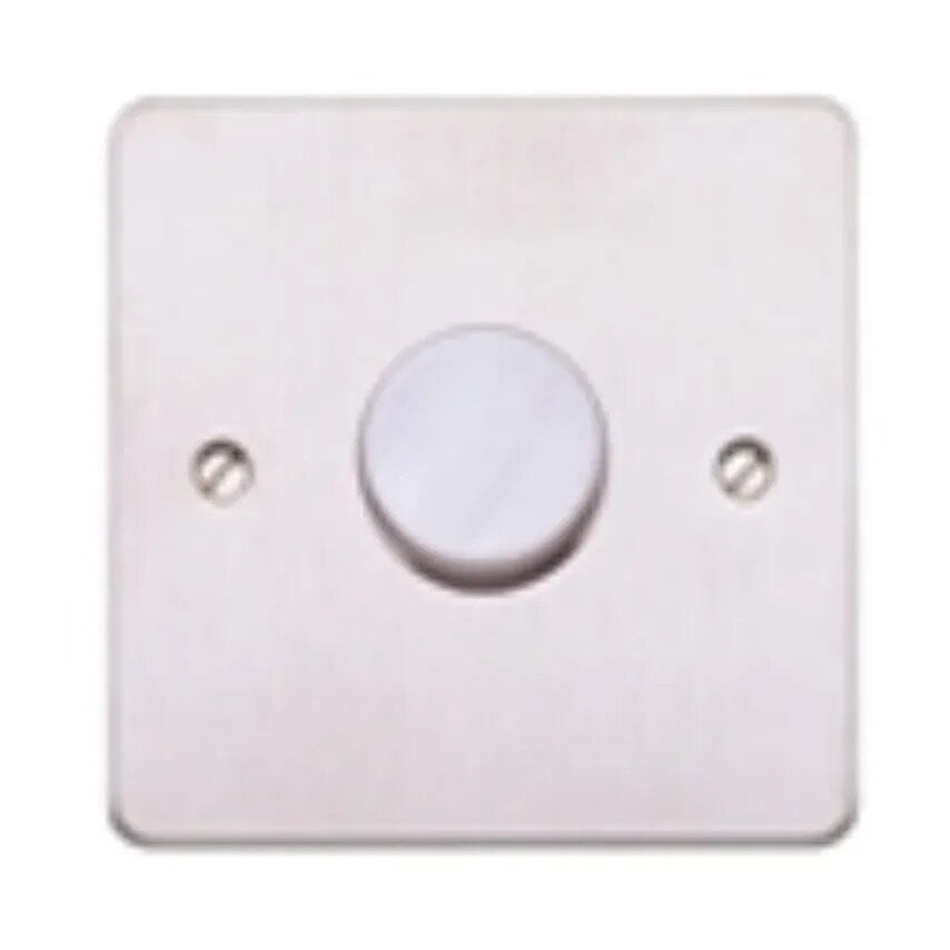 Dimmer Switch 1 Gang 2 Way 500W Lacquered Brushed Steel