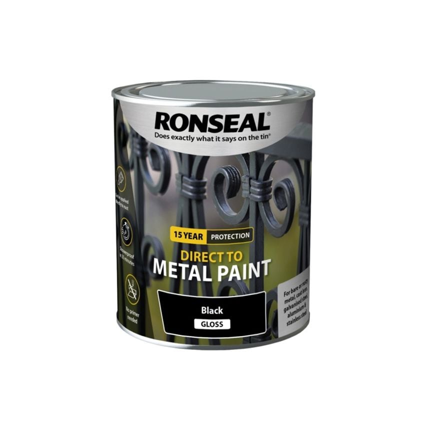 Direct to Metal Paint 750ml Black Gloss