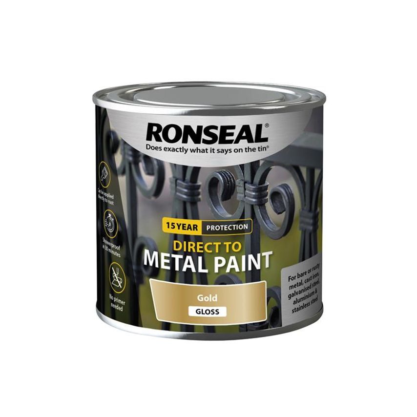 Direct to Metal Paint Gold Gloss 250ml RSLDTMGG250