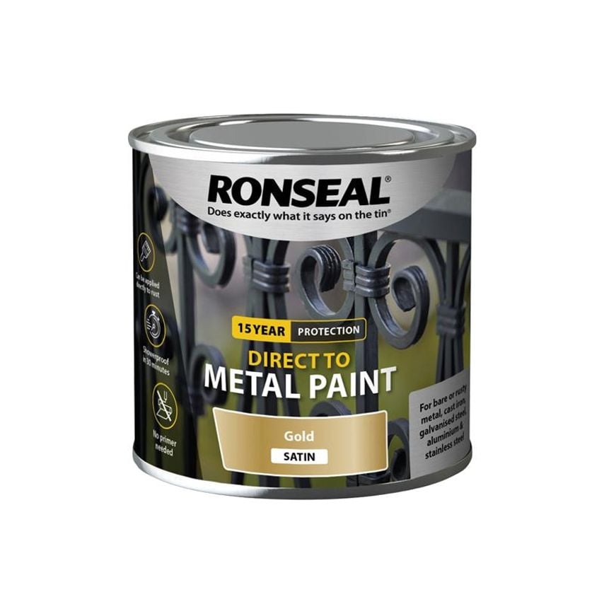 Direct to Metal Paint Gold Satin 250ml RSLDTMGS250