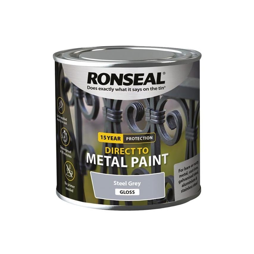 Direct to Metal Paint Steel Grey Gloss 250ml RSLDTMSGG250