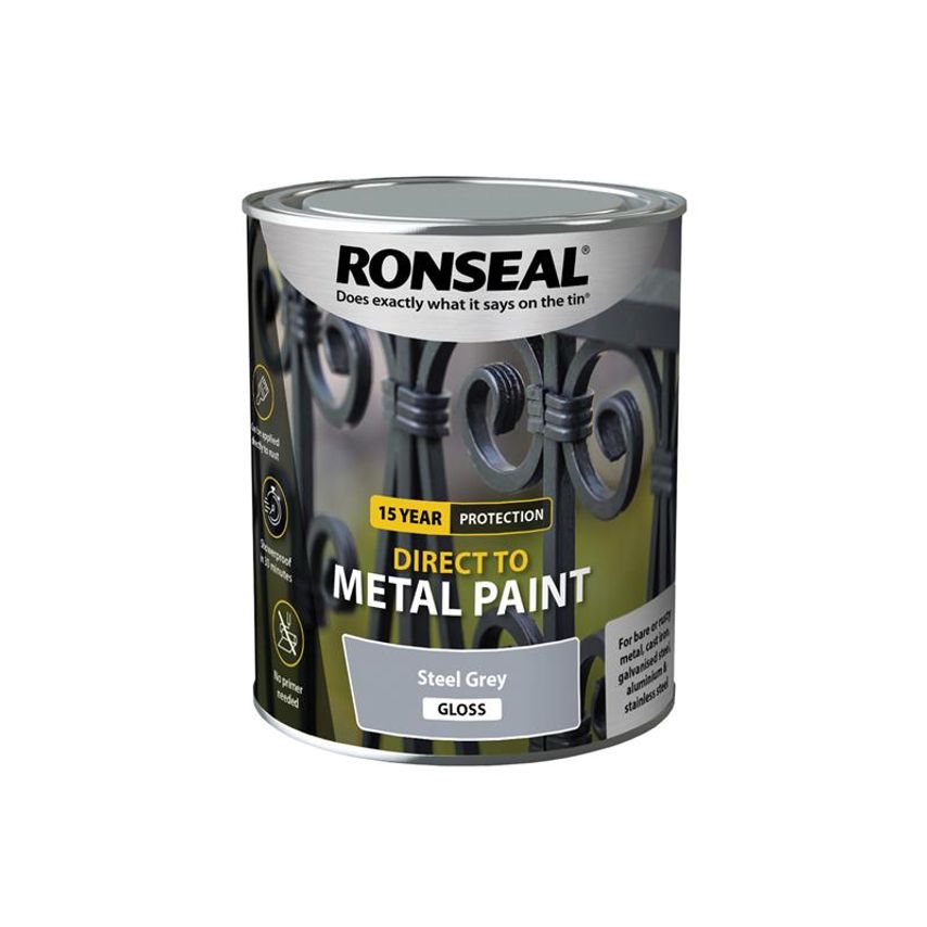 Direct to Metal Paint Steel Grey Gloss 750ml RSLDTMSGG750