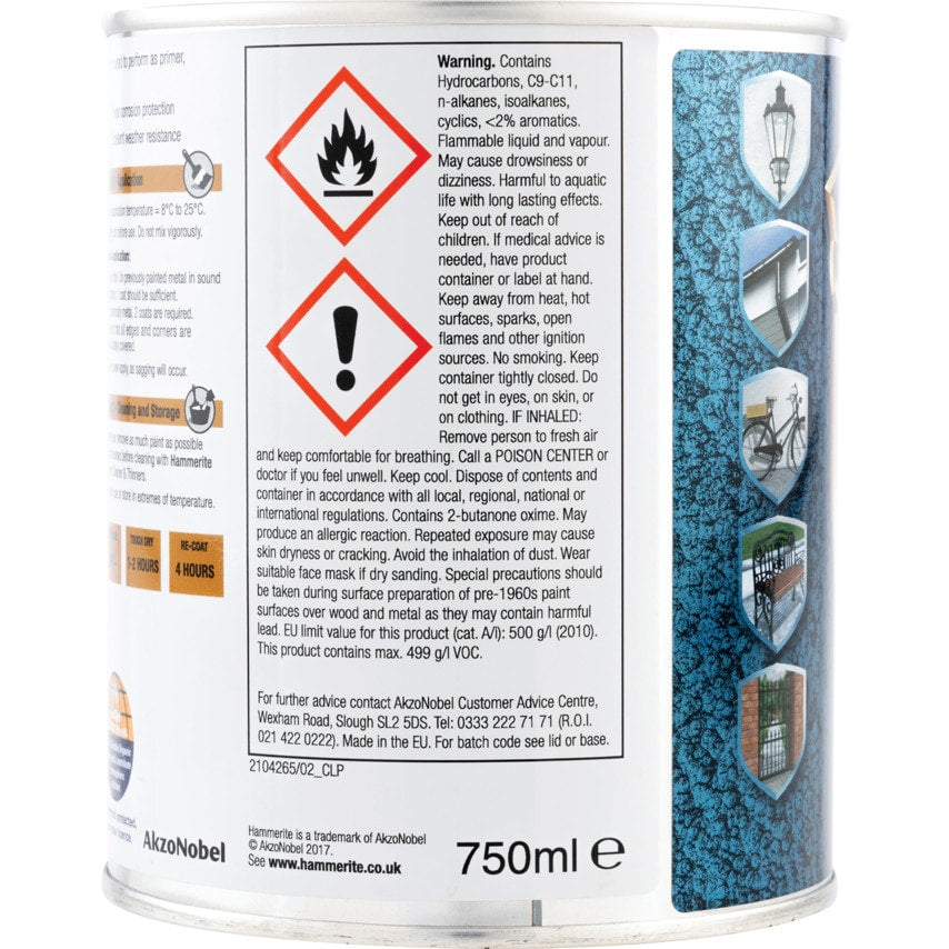 Direct to Rust Hammered Blue Metal Paint - 750ML