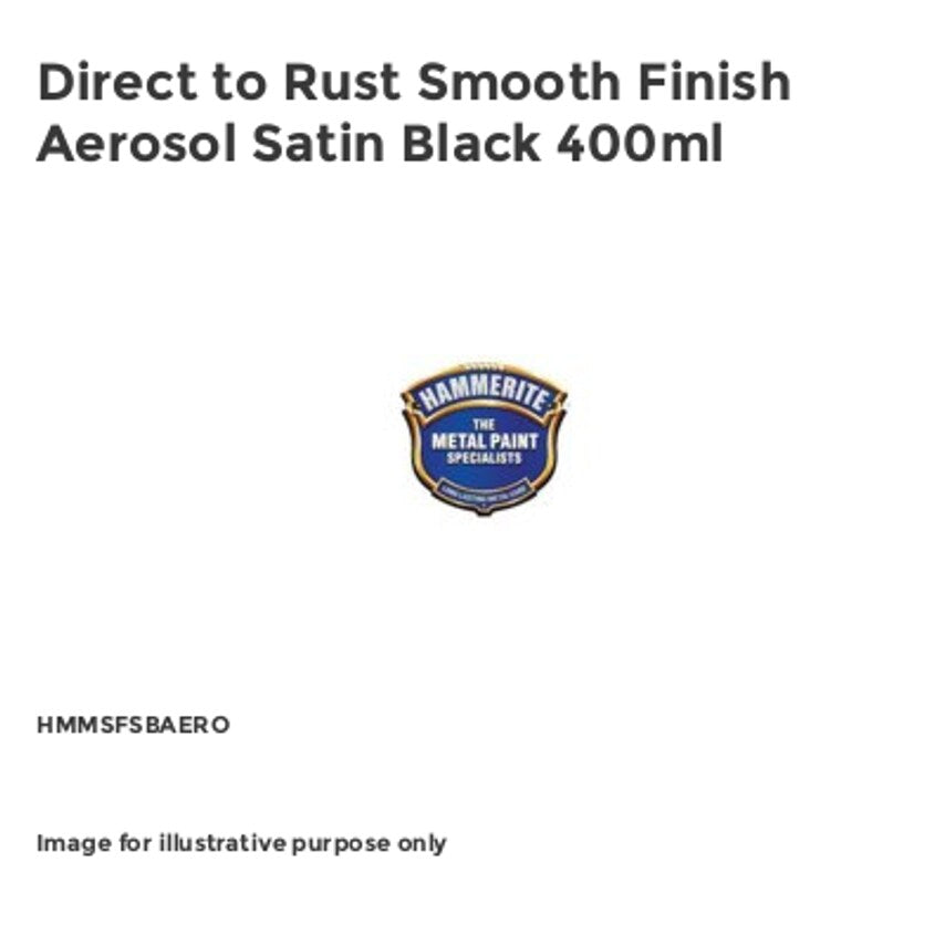 Direct to Rust Smooth Finish Aerosol Satin Black 400ml HMMSFSBAERO