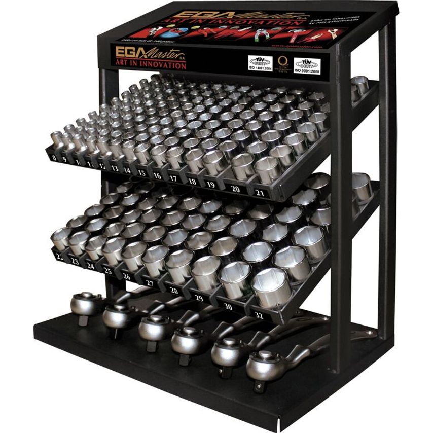 Display of 233 Pcs. of Socket Wrenches 1/2" (8 - 32 mm) 6 Edges 65296