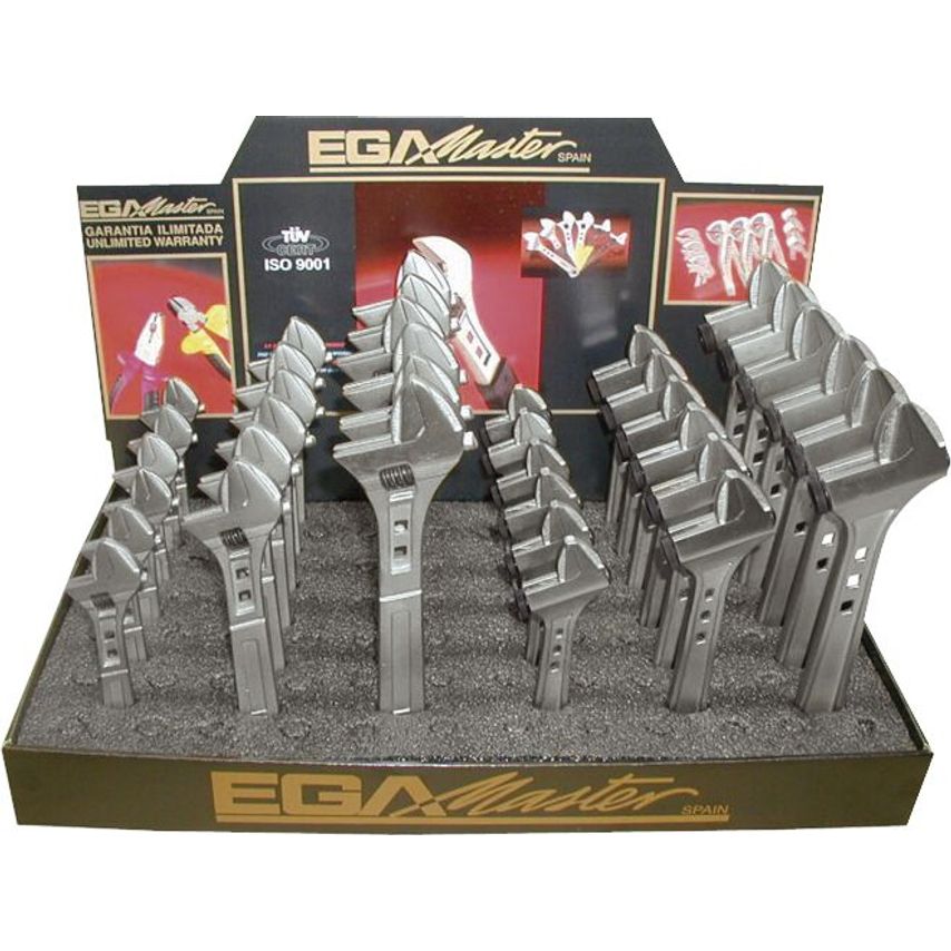 Display of 36 Adjustables Wrenches Combi Phosphated 55581