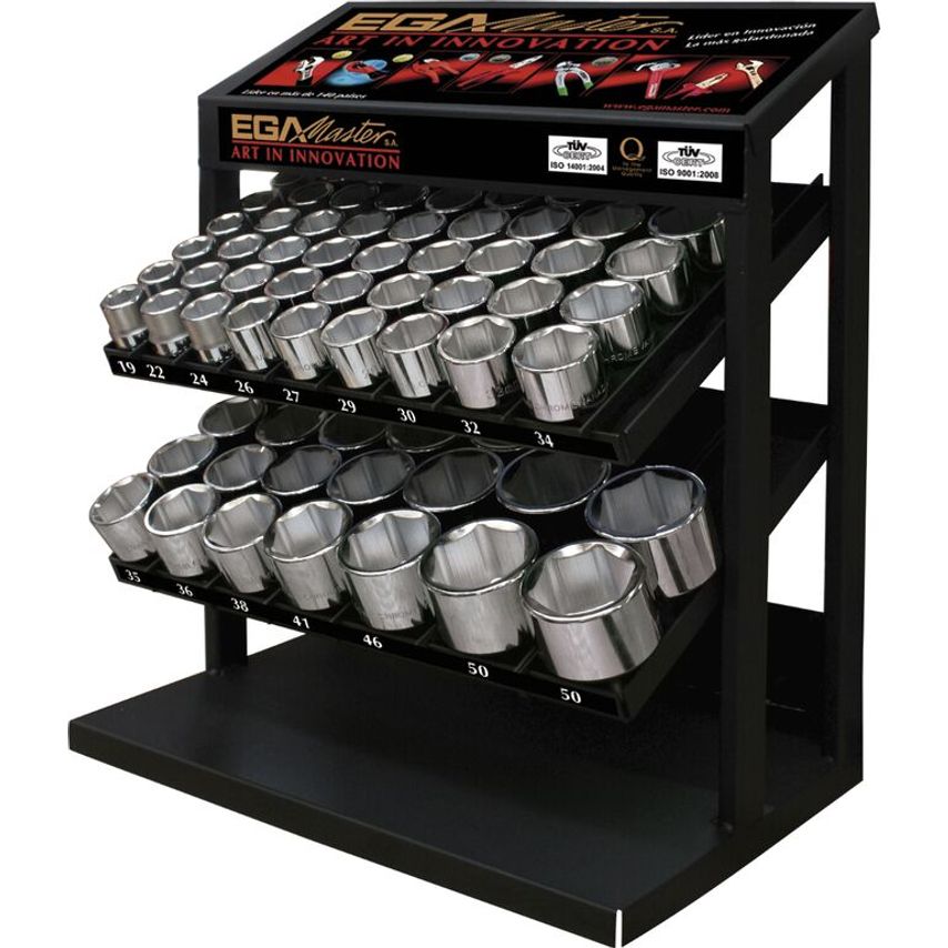 Display of 86 Pcs. Socket Wrenches (19-50 mm) 6 Edges 65300