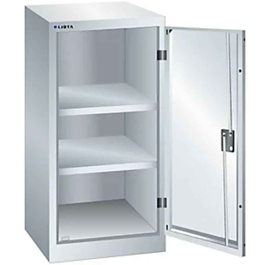 Double Door Cupboard, 2 Shelves, Width 500mm, Light Grey