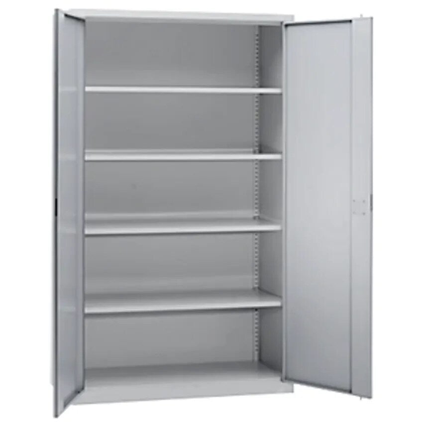 Double Door Cupboard, 4 Shelves, Width 1200mm, Light Grey