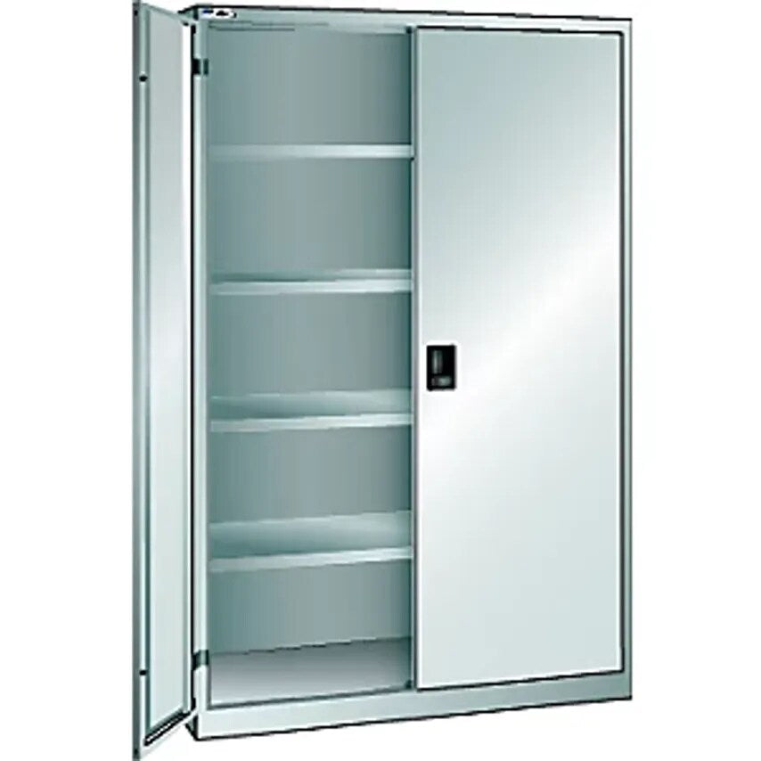 Double Door Cupboard, Solid Panel Doors, HxW 1950 X 1250mm, Depth 400mm, Light Grey RAL 7035
