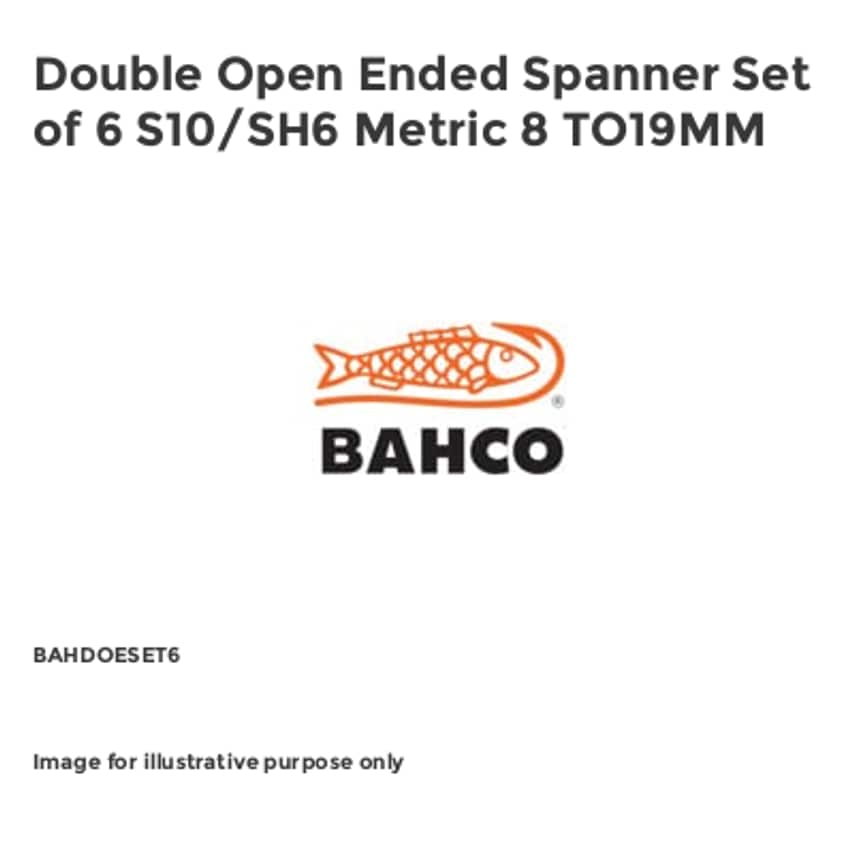Double Open Ended Spanner Set of 6 S10/SH6 Metric 8 TO19MM