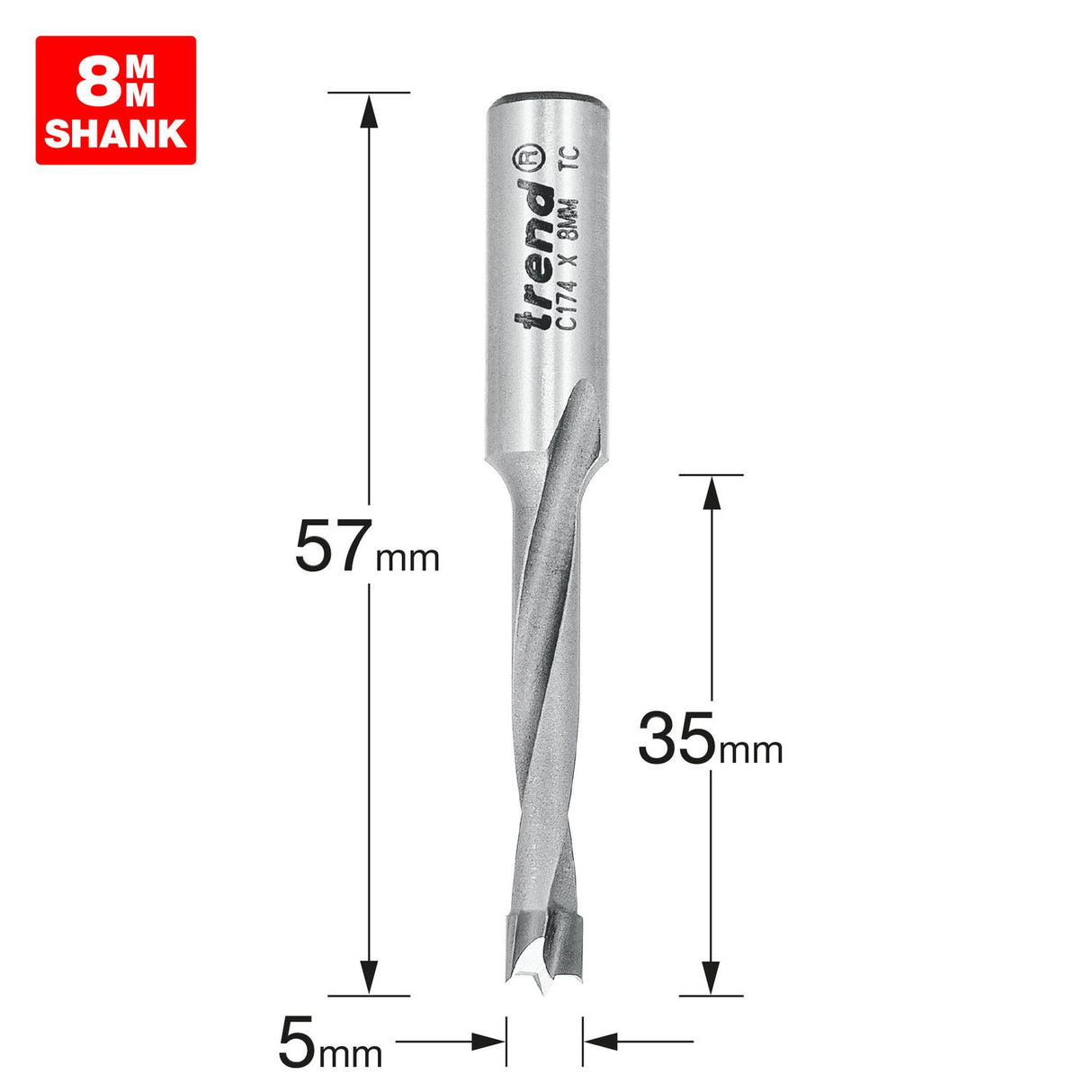 Dowel Drill 5mm x 35mm Cut - C174X8MMTC