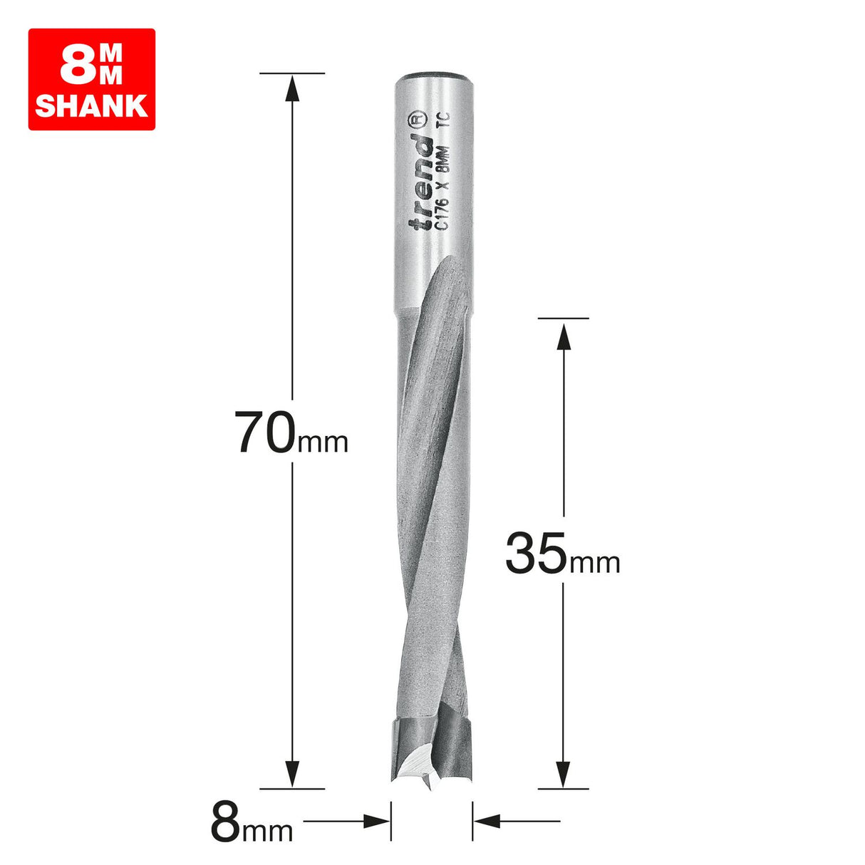 Dowel Drill 8mm x 35mm Cut - C176X8MMTC