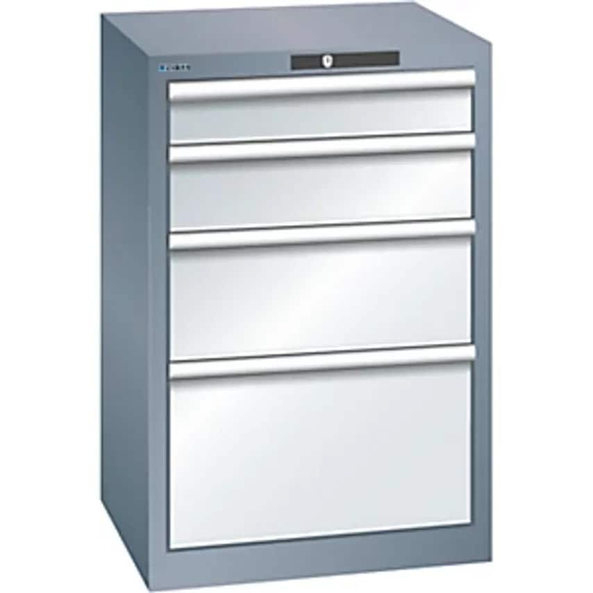 Drawer Cupboard, 4 Drawers, WxDxH 564 X 572 X 850mm, Grey Metallic/Light Grey