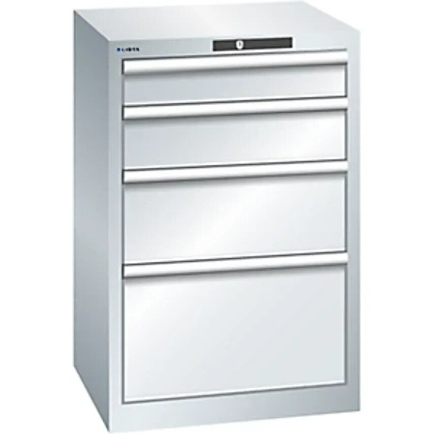 Drawer Cupboard, 4 Drawers, WxDxH 564 X 572 X 850mm, Light Grey
