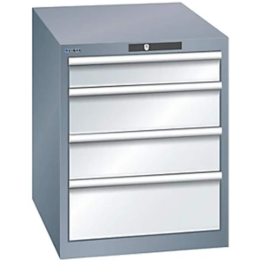 Drawer Cupboard, 4 Drawers, WxDxH 564 X 724 X 700mm, Grey Metallic/Light Grey