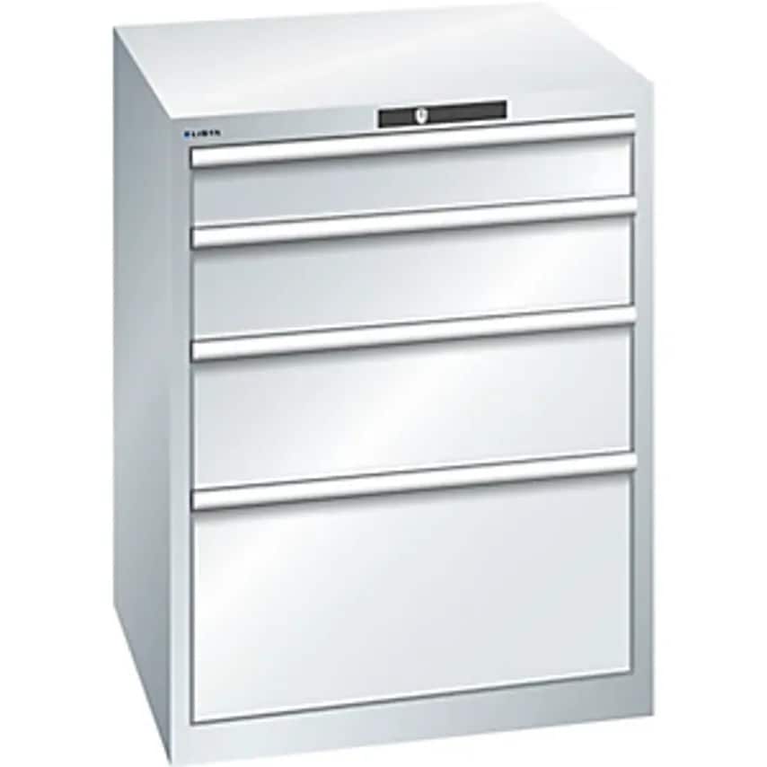 Drawer Cupboard, 4 Drawers, WxDxH 717 X 725 X 850mm, Light Grey, Max. Drawer Load 200 Kg