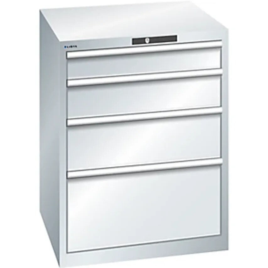 Drawer Cupboard, 4 Drawers, WxDxH 717 X 725 X 850mm, Light Grey, Max. Drawer Load 75 Kg
