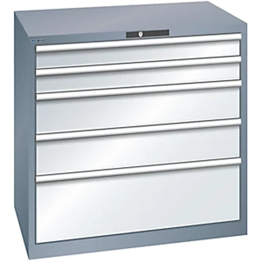 Drawer Cupboard, 5 Drawers, WxDxH 1023 X 725 X 1000mm, Grey Metallic/Light Grey