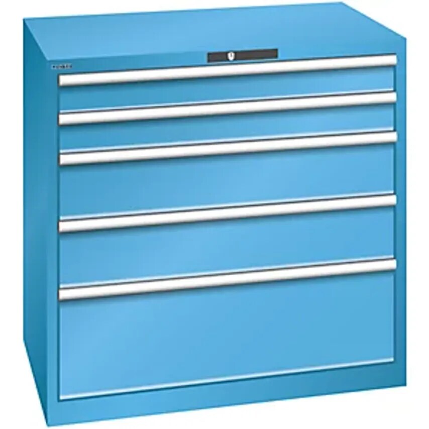 Drawer Cupboard, 5 Drawers, WxDxH 1023 X 725 X 1000mm, Light Blue