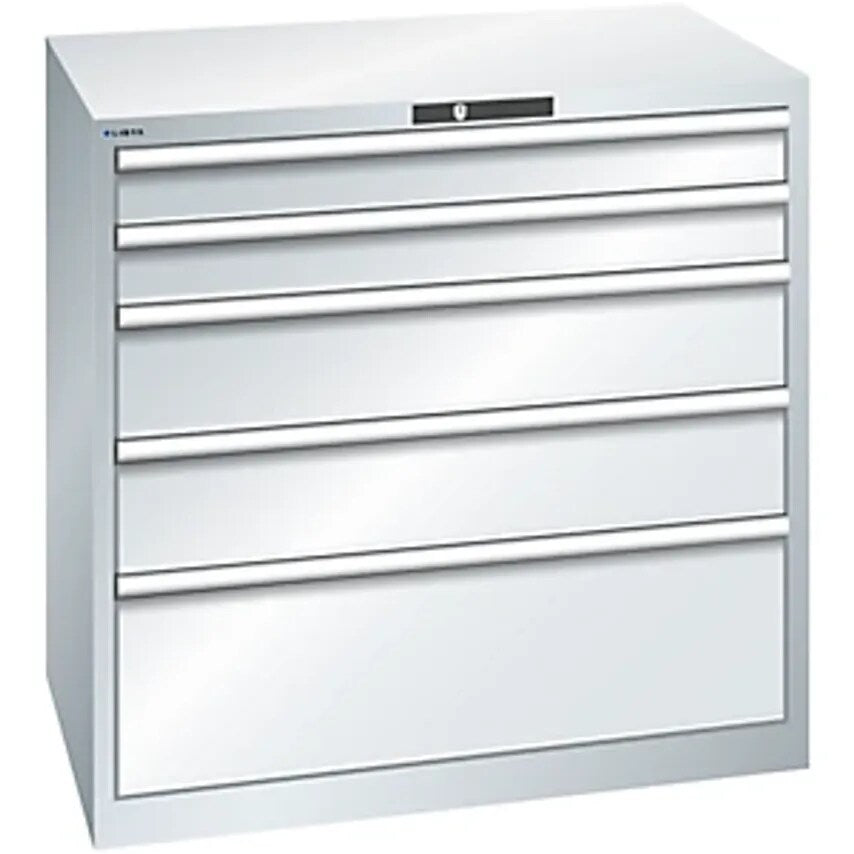 Drawer Cupboard, 5 Drawers, WxDxH 1023 X 725 X 1000mm, Light Grey
