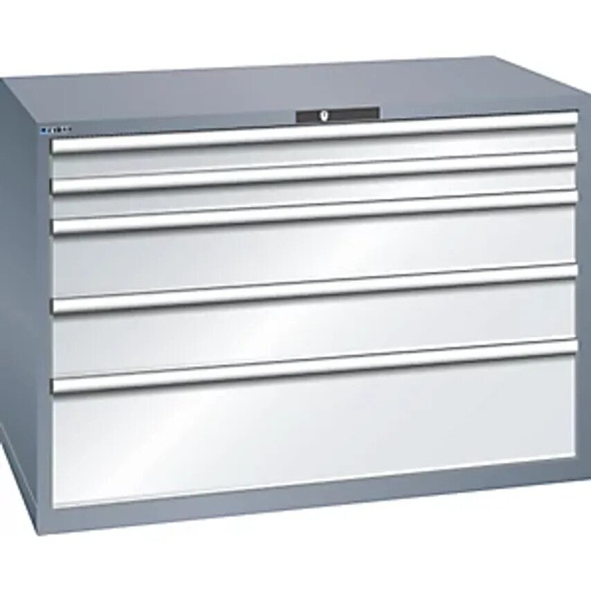 Drawer Cupboard, 5 Drawers, WxDxH 1431 X 725 X 1000mm, Grey Metallic/Light Grey