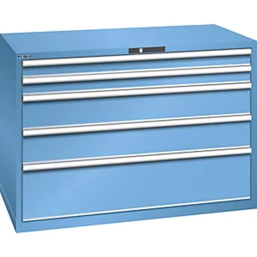 Drawer Cupboard, 5 Drawers, WxDxH 1431 X 725 X 1000mm, Light Blue