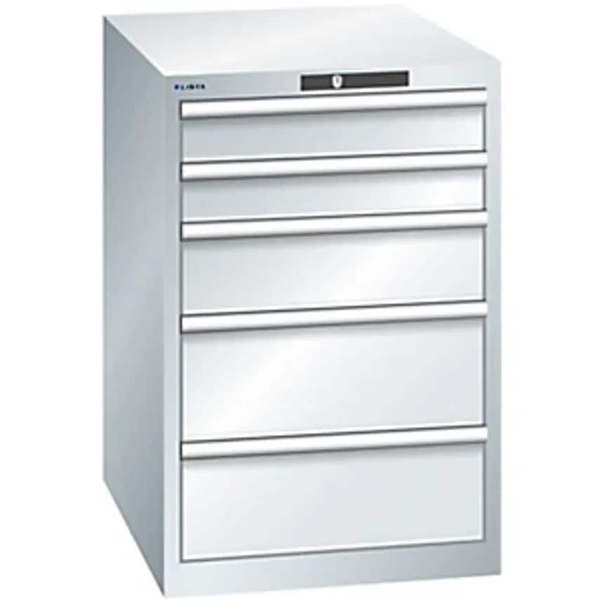 Drawer Cupboard, 5 Drawers, WxDxH 564 X 724 X 850mm, Light Grey