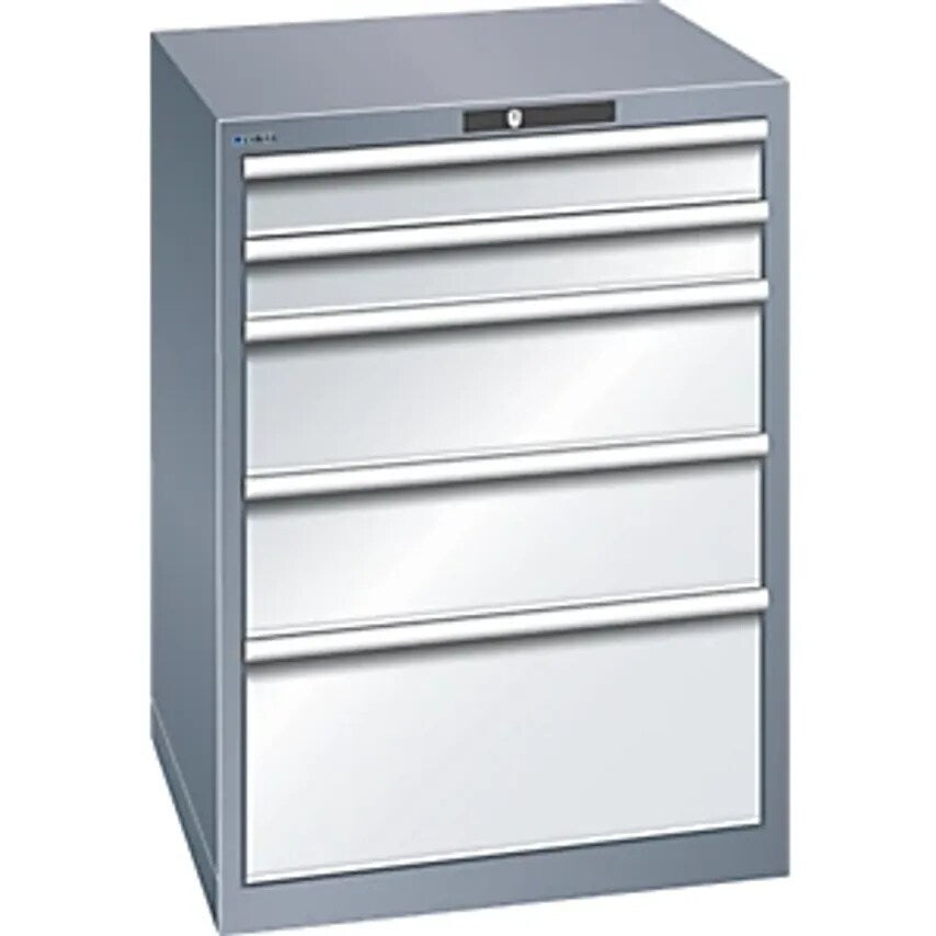 Drawer Cupboard, 5 Drawers, WxDxH 717 X 725 X 1000mm, Grey Metallic/Light Grey