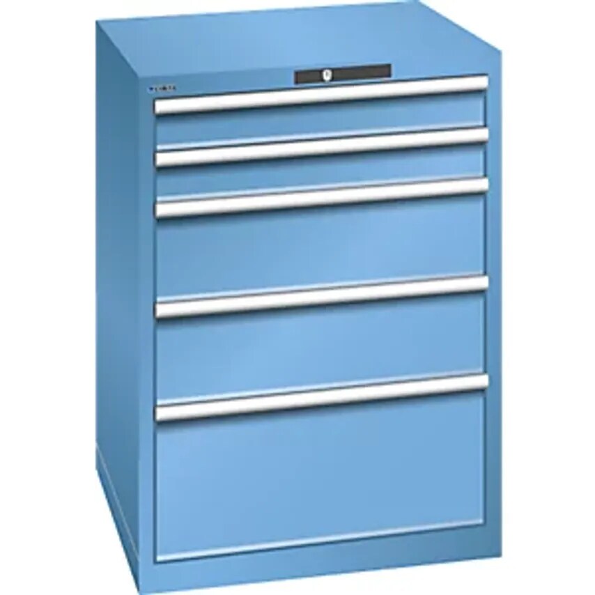 Drawer Cupboard, 5 Drawers, WxDxH 717 X 725 X 1000mm, Light Blue
