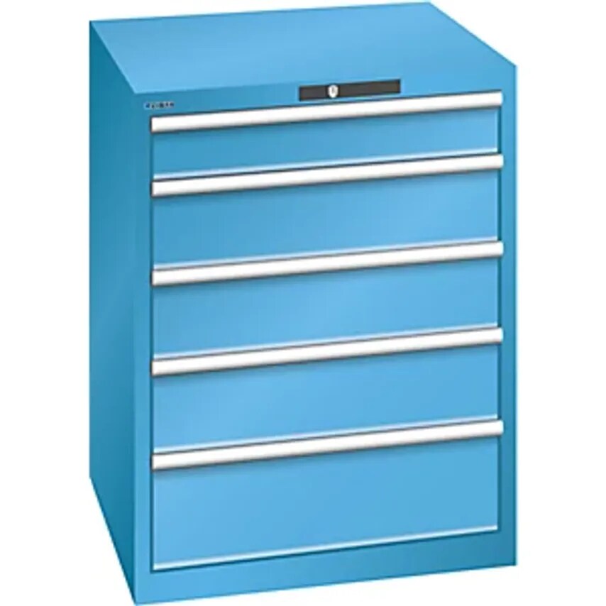 Drawer Cupboard, 5 Drawers, WxDxH 717 X 725 X 850mm, Light Blue, Max. Drawer Load 200 Kg