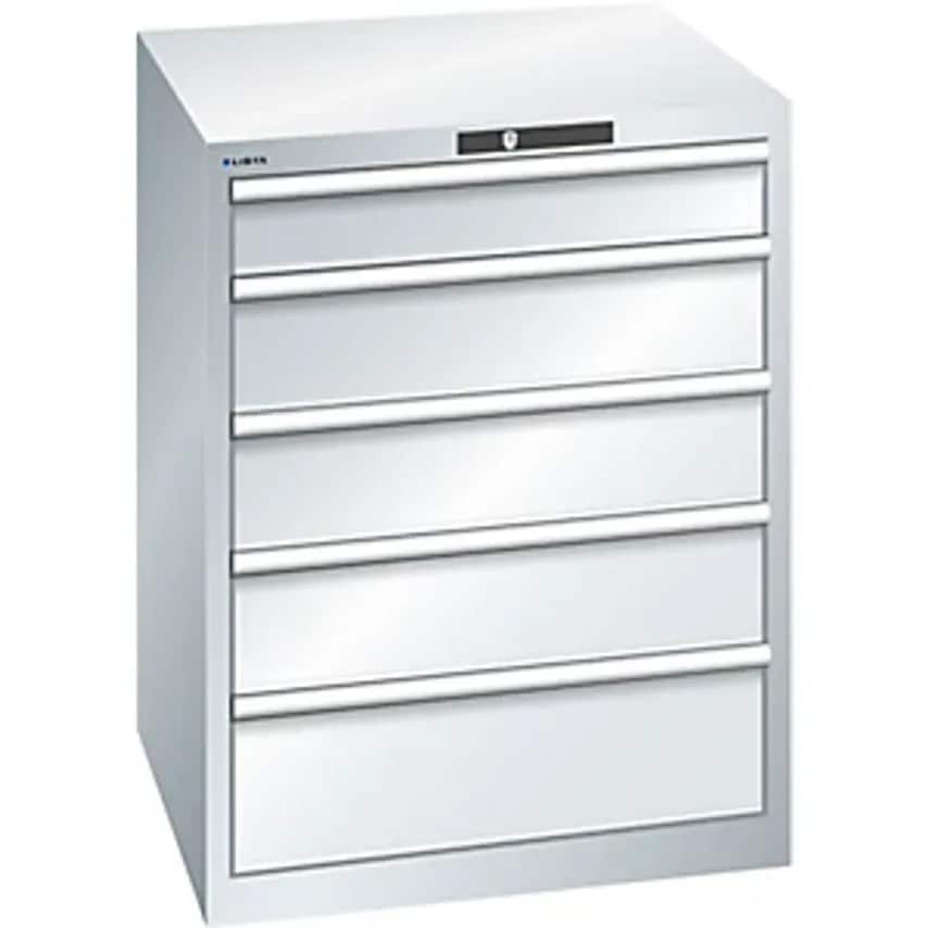 Drawer Cupboard, 5 Drawers, WxDxH 717 X 725 X 850mm, Light Grey, Max. Drawer Load 75 Kg
