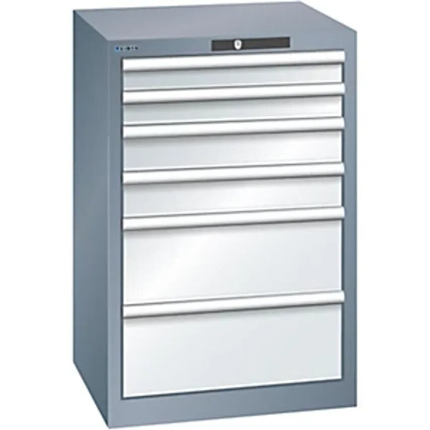 Drawer Cupboard, 6 Drawers, WxDxH 564 X 572 X 850mm, Grey Metallic/Light Grey