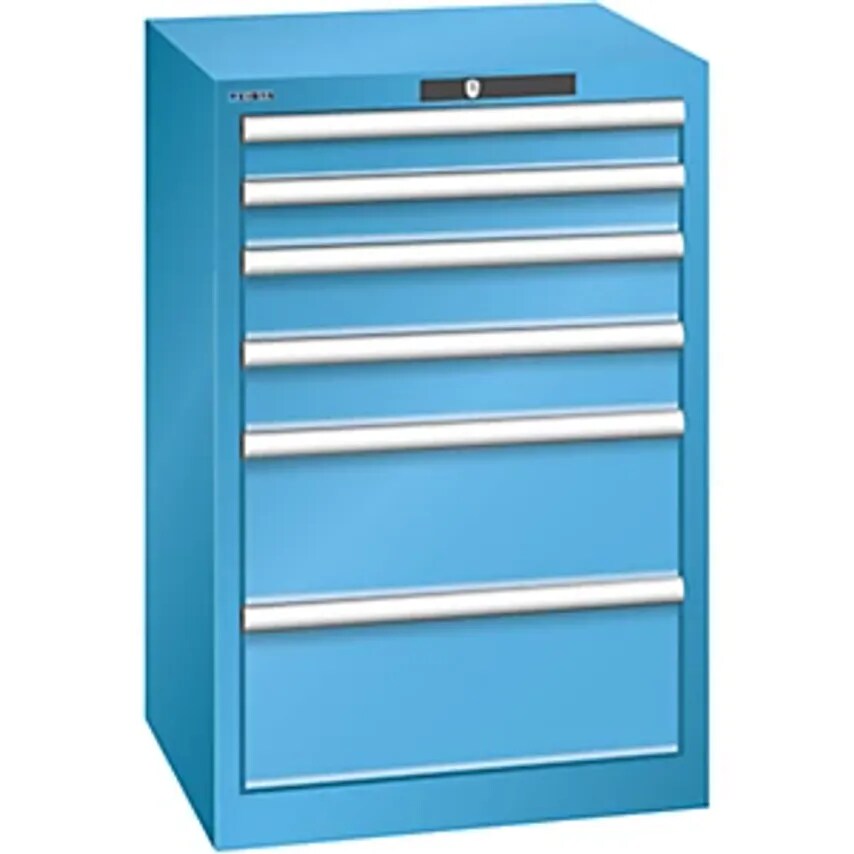Drawer Cupboard, 6 Drawers, WxDxH 564 X 572 X 850mm, Light Blue