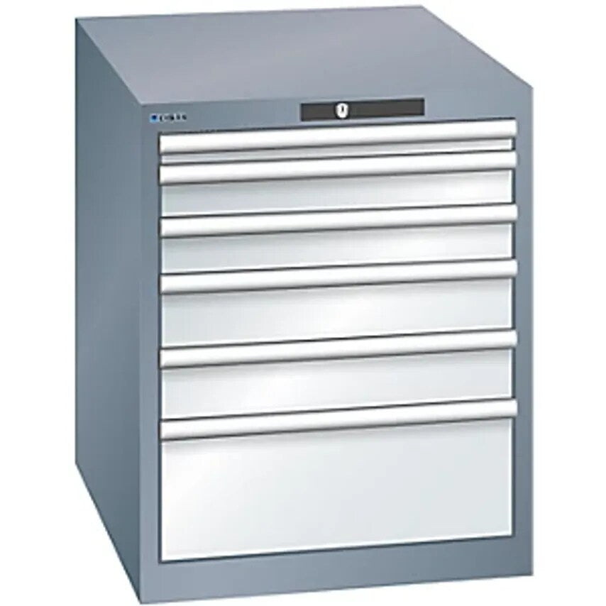 Drawer Cupboard, 6 Drawers, WxDxH 564 X 724 X 700mm, Grey Metallic/Light Grey