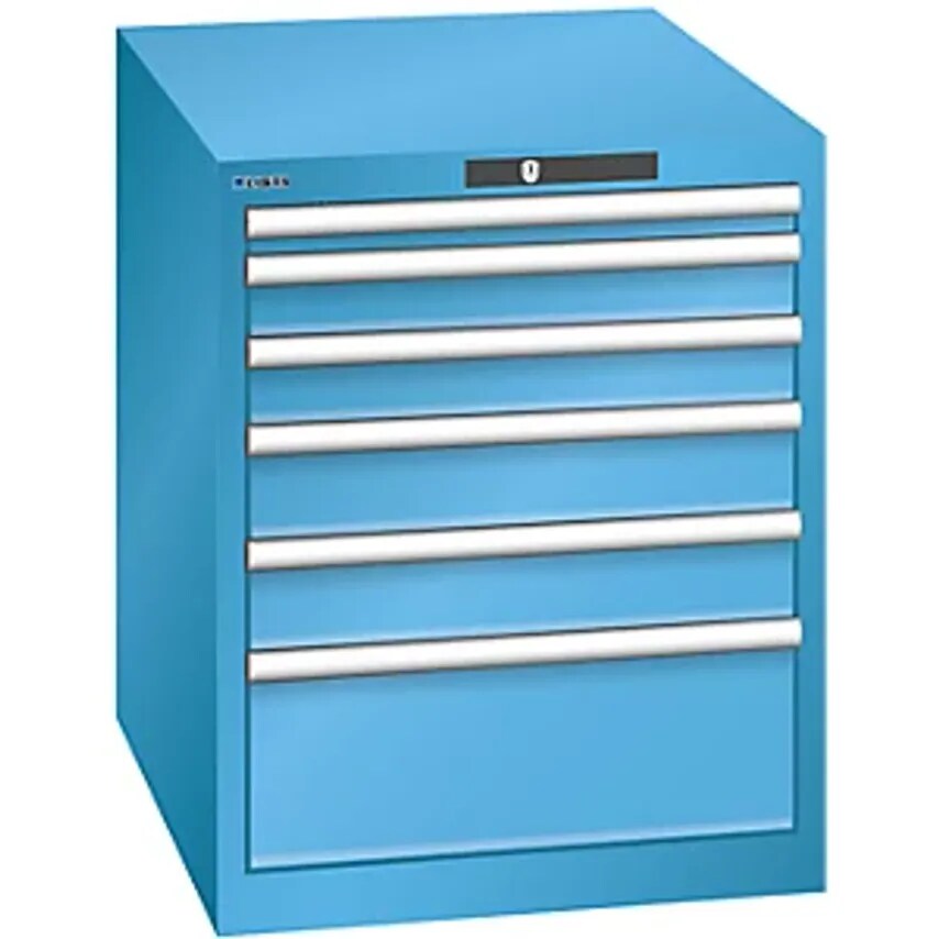 Drawer Cupboard, 6 Drawers, WxDxH 564 X 724 X 700mm, Light Blue