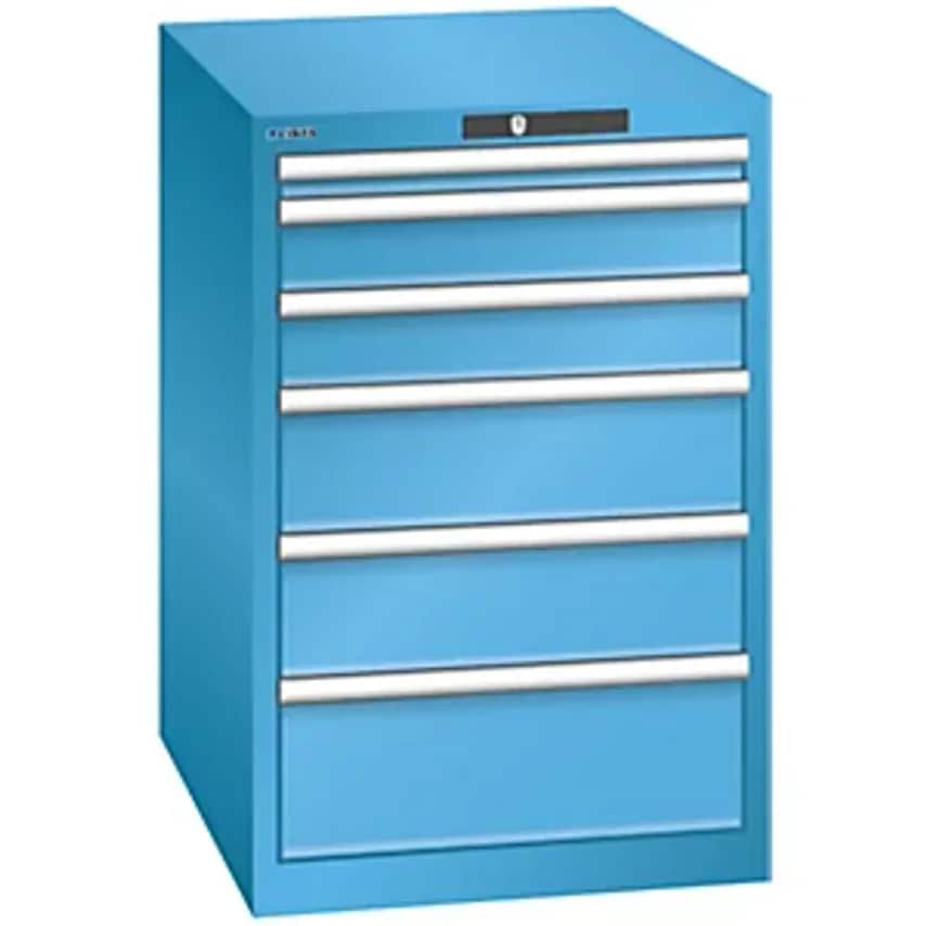 Drawer Cupboard, 6 Drawers, WxDxH 564 X 724 X 850mm, Light Blue