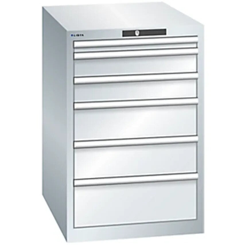 Drawer Cupboard, 6 Drawers, WxDxH 564 X 724 X 850mm, Light Grey