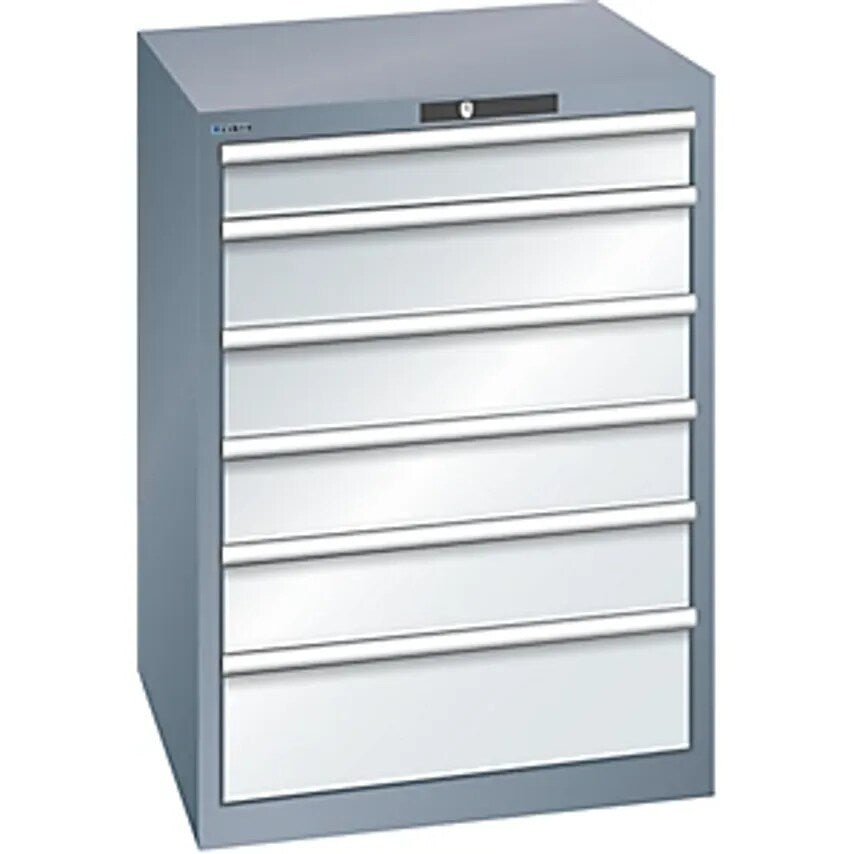 Drawer Cupboard, 6 Drawers, WxDxH 717 X 725 X 1000mm, Grey Metallic/Light Grey