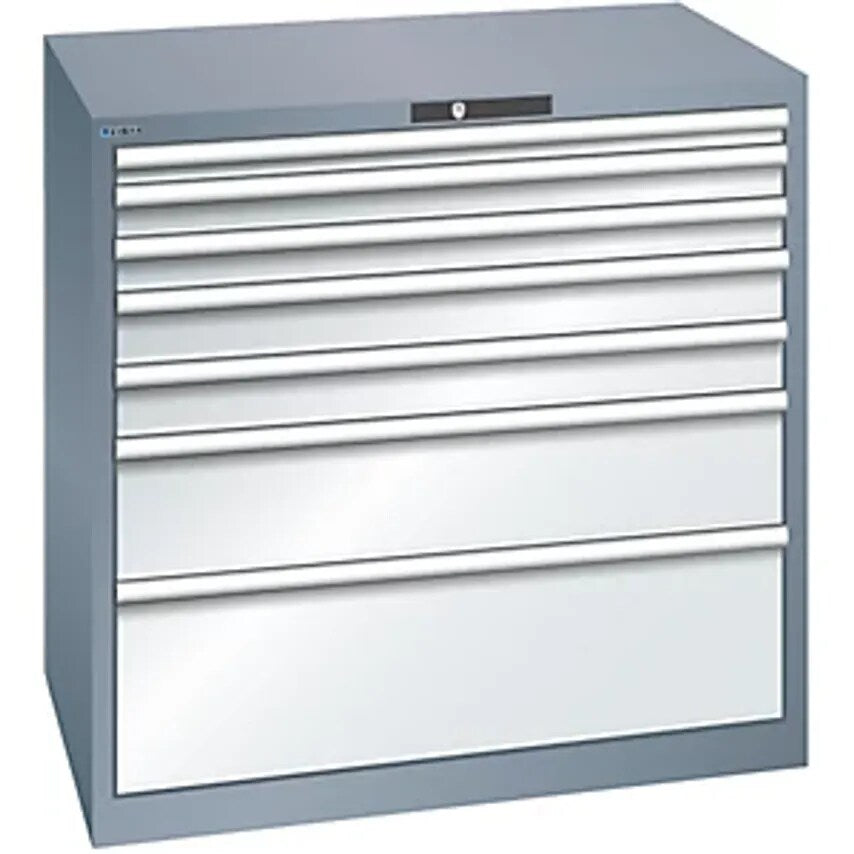 Drawer Cupboard, 7 Drawers, WxDxH 1023 X 725 X 1000mm, Grey Metallic/Light Grey