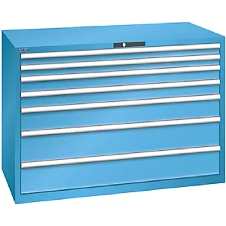 Drawer Cupboard, 7 Drawers, WxDxH 1431 X 725 X 1000mm, Light Blue