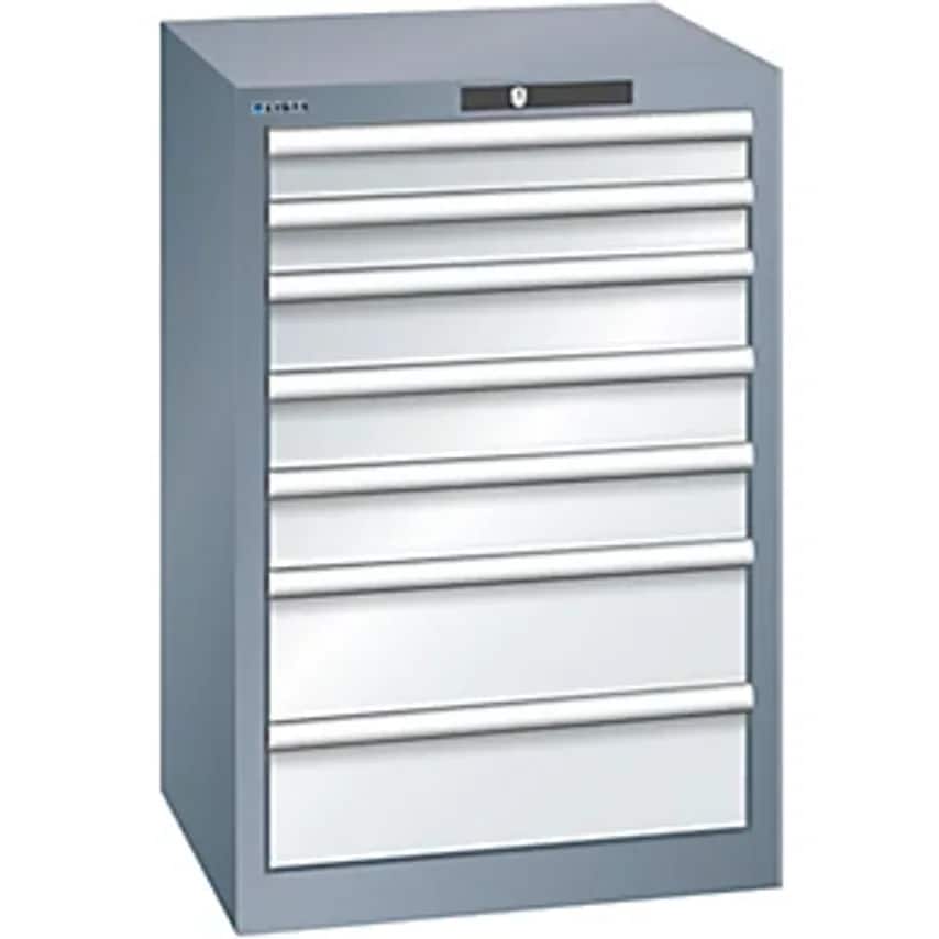 Drawer Cupboard, 7 Drawers, WxDxH 564 X 572 X 850mm, Grey Metallic/Light Grey