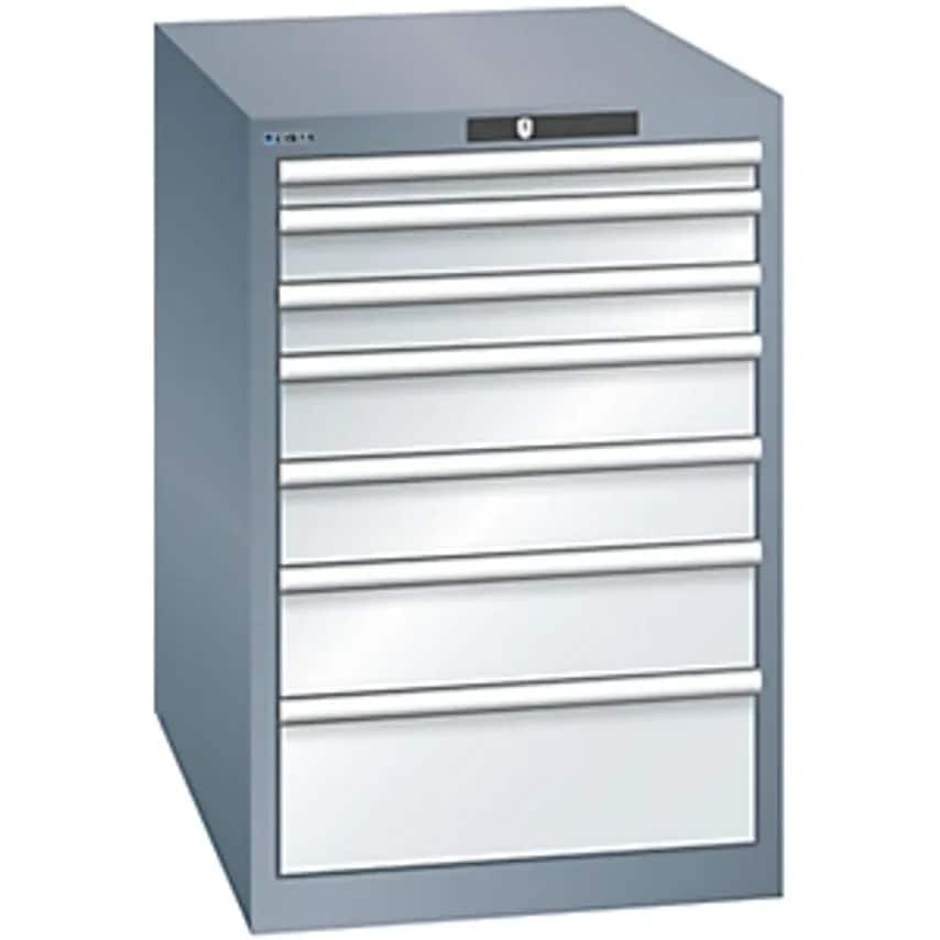 Drawer Cupboard, 7 Drawers, WxDxH 564 X 724 X 850mm, Grey Metallic/Light Grey