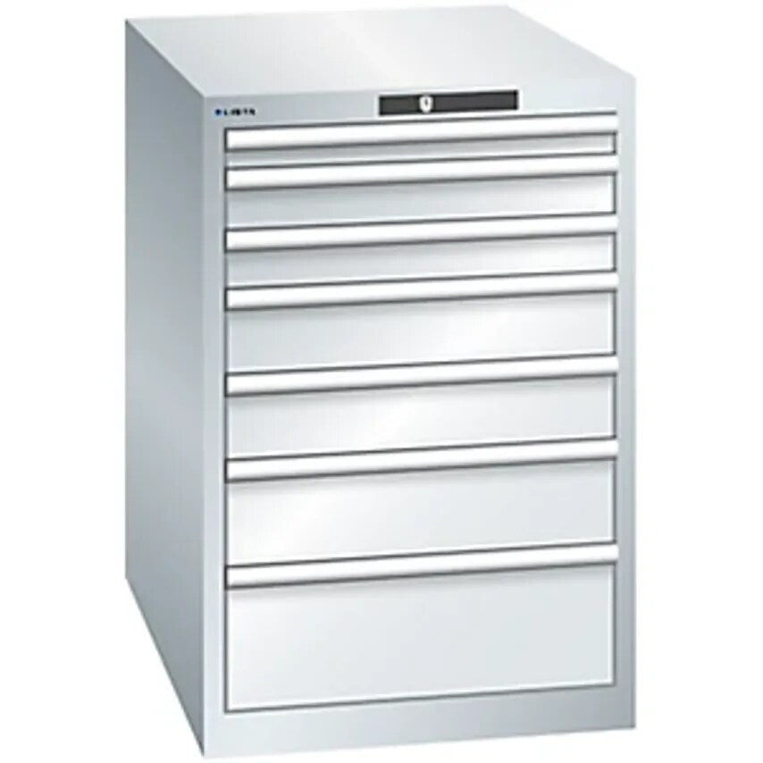 Drawer Cupboard, 7 Drawers, WxDxH 564 X 724 X 850mm, Light Grey
