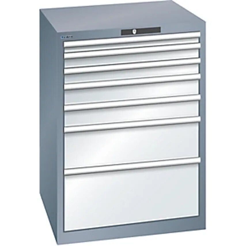 Drawer Cupboard, 7 Drawers, WxDxH 717 X 725 X 1000mm, Grey Metallic/Light Grey