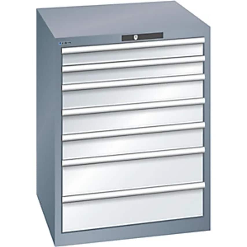 Drawer Cupboard, 7 Drawers, WxDxH 717 X 725 X 850mm, Max. Load 200 Kg, Grey Metallic/Light Grey