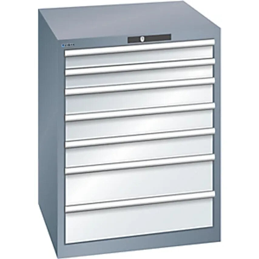 Drawer Cupboard, 7 Drawers, WxDxH 717 X 725 X 850mm, Max. Load 75 Kg, Grey Metallic/Light Grey