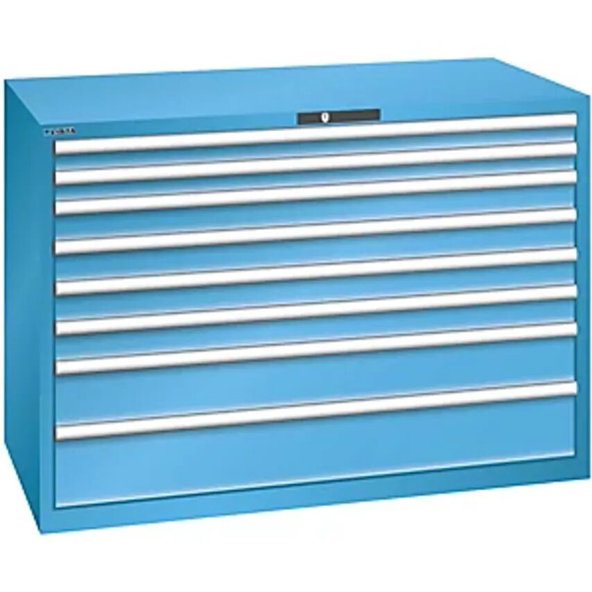 Drawer Cupboard, 8 Drawers, WxDxH 1431 X 725 X 1000mm, Light Blue